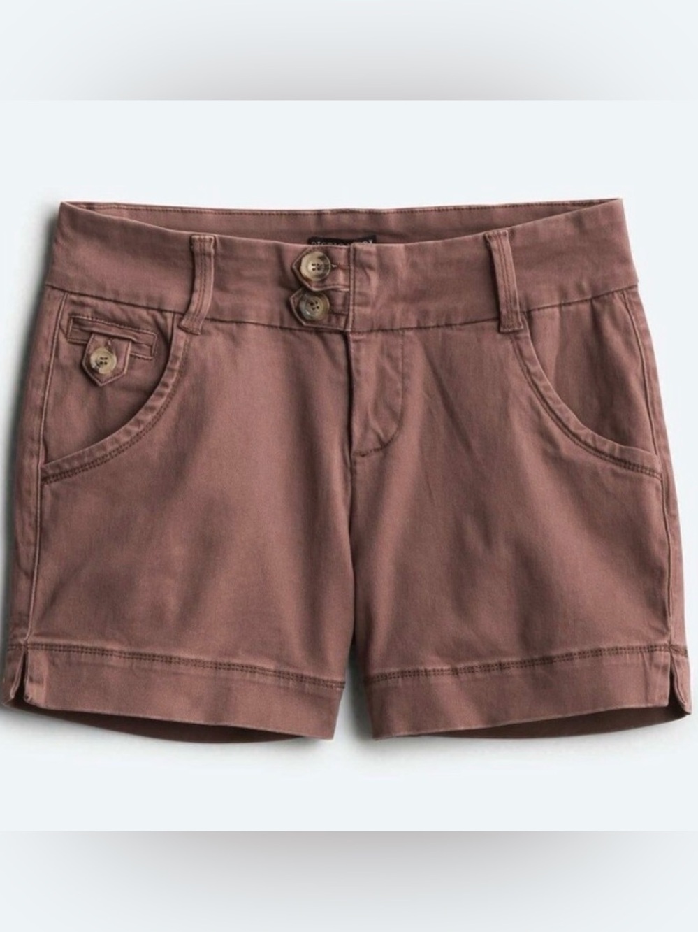 Women’s one 5 one Brown Mauve Royce Double Button Cotton Chino Midi Shorts 8/29